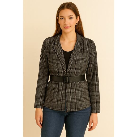 Must Have Plaid Blazer Women’s M/L Chest 39” Length 27” Sleeve 18” - Picture 2 of 7